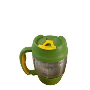 Bubba keg travel 52 oz mug green yellow bottle opener stainless trim (some scuff